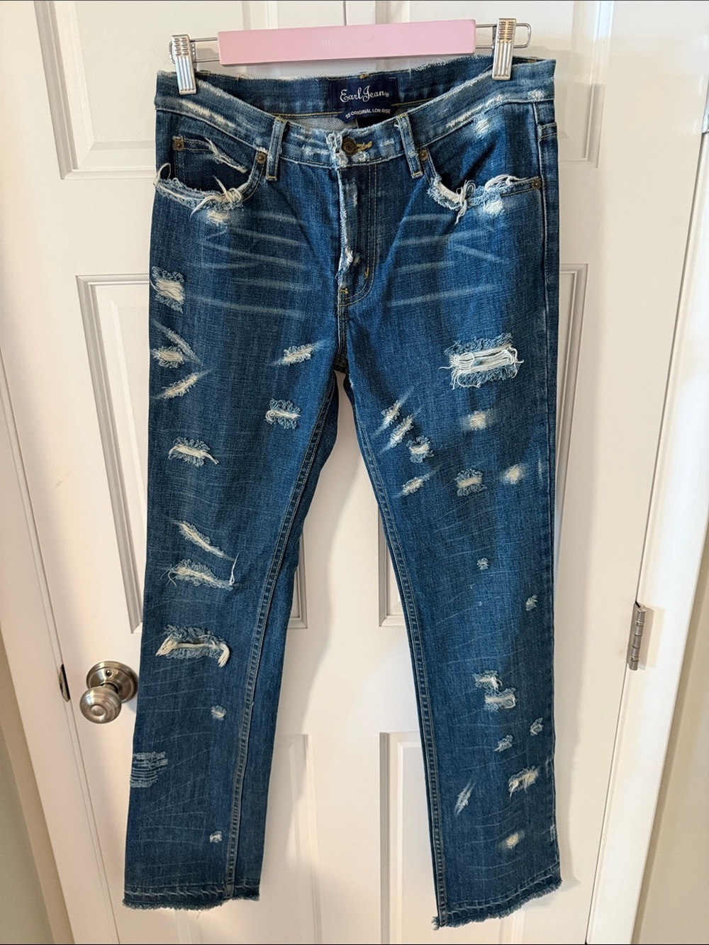 Vintage Y2K Earl Jean Original Low Rise Manufacturer Distressed Jeans Size 27